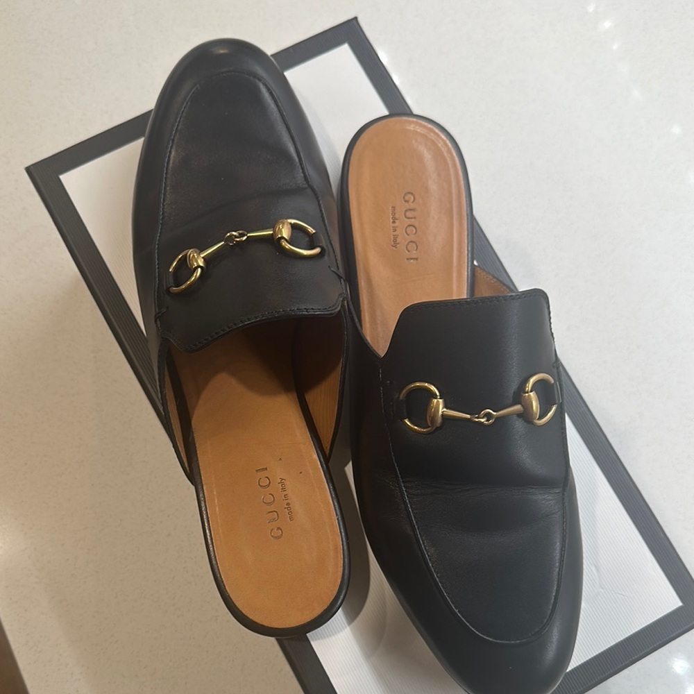 Authentic Gucci Black Leather Princetown Women's Loafers